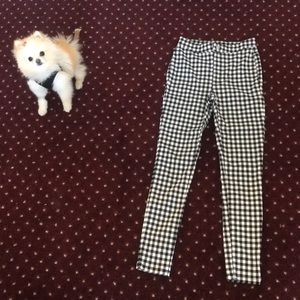 Free People gingham black and white skinny jeans